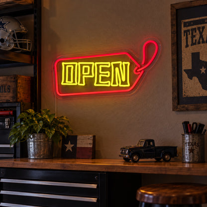 Open Arrow Tag LED Neon Sign Wall Neon Signs - Texas Home Scene