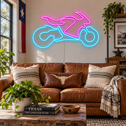 Sport Motorcycle Rectangle Vintage LED Neon Sign Wall Neon Signs - Texas Home Scene