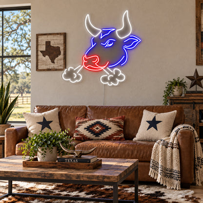 Snorting Bull Head Vintage LED Neon Sign Wall Neon Signs - Texas Home Scene
