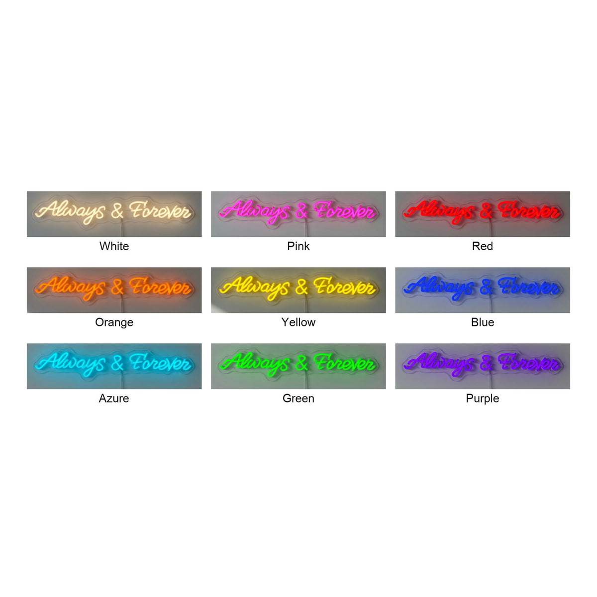 Always and Forever LED Neon Sign Wide Ampersand Script - Shineneon