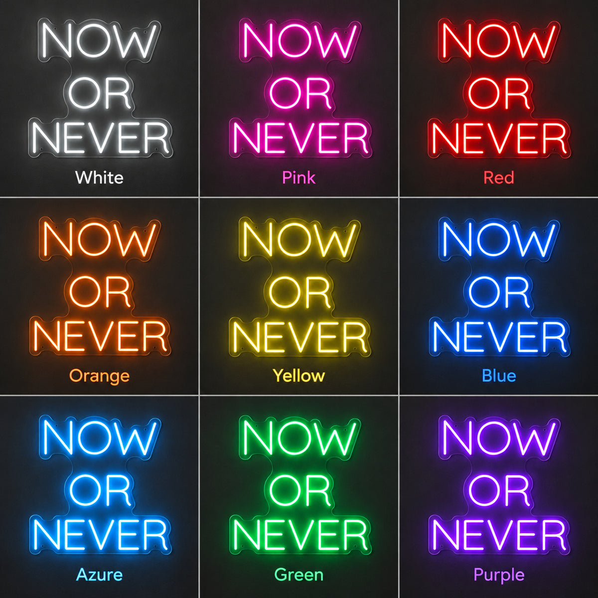 Now or Never LED Neon Sign Boxed Caps Design Wall Neon Signs - Shineneon