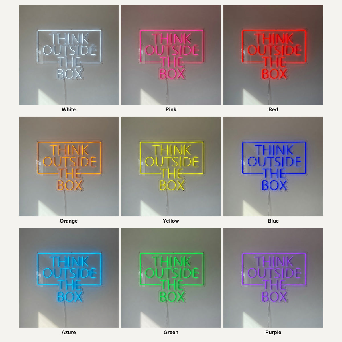 Think Outside the Box LED Neon Sign for Office Light Up Wall Decor - Shineneon