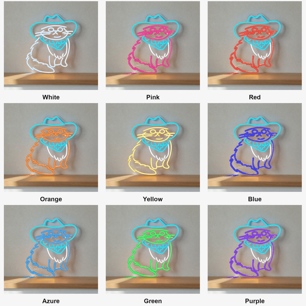 Cowboy Hat Cat LED Neon Sign - Shineneon