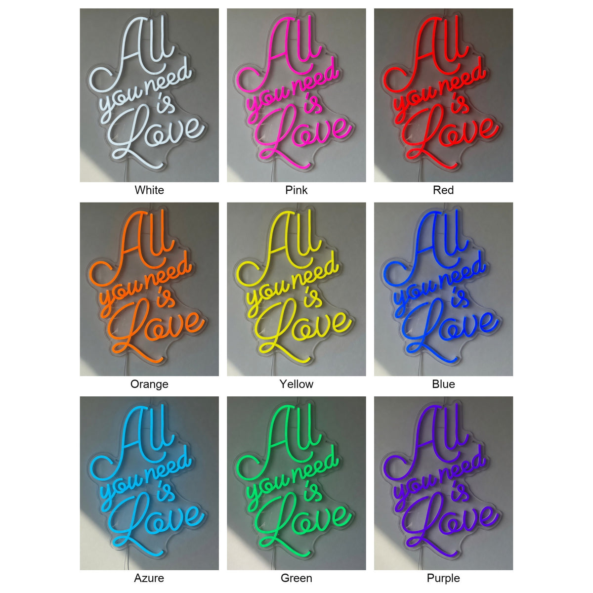 All You Need Is Love LED Neon Sign Swirl Script Design - Shineneon