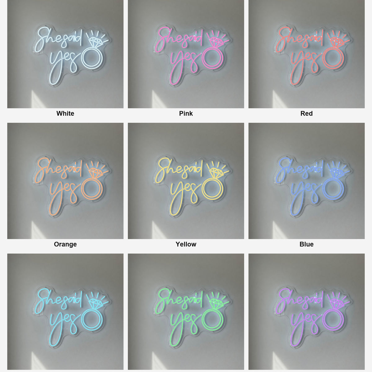 She Said Yes and Diamond Ring LED Neon Sign - Shineneon