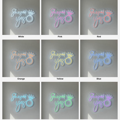 She Said Yes and Diamond Ring LED Neon Sign - Shineneon