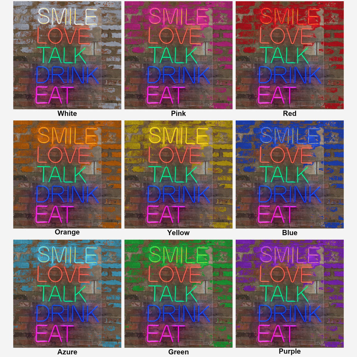 Smile Love Talk Drink Eat LED Neon Sign for Bar - Shineneon