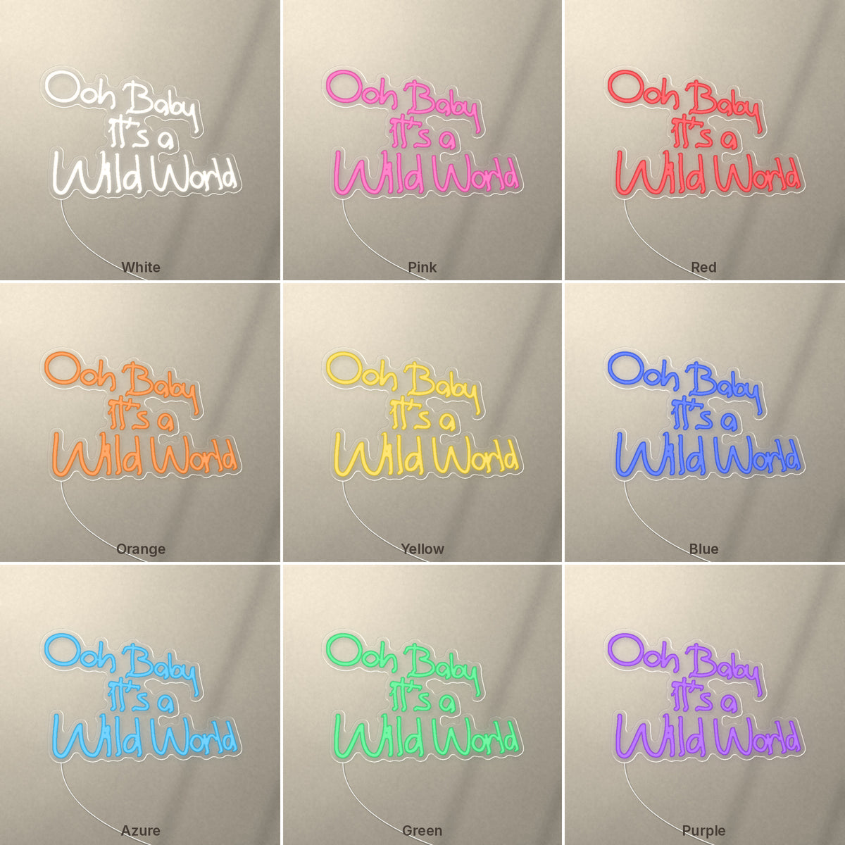 Ooh Baby it's a Wild World LED Neon Sign, Dimmable Wall Light - Shineneon