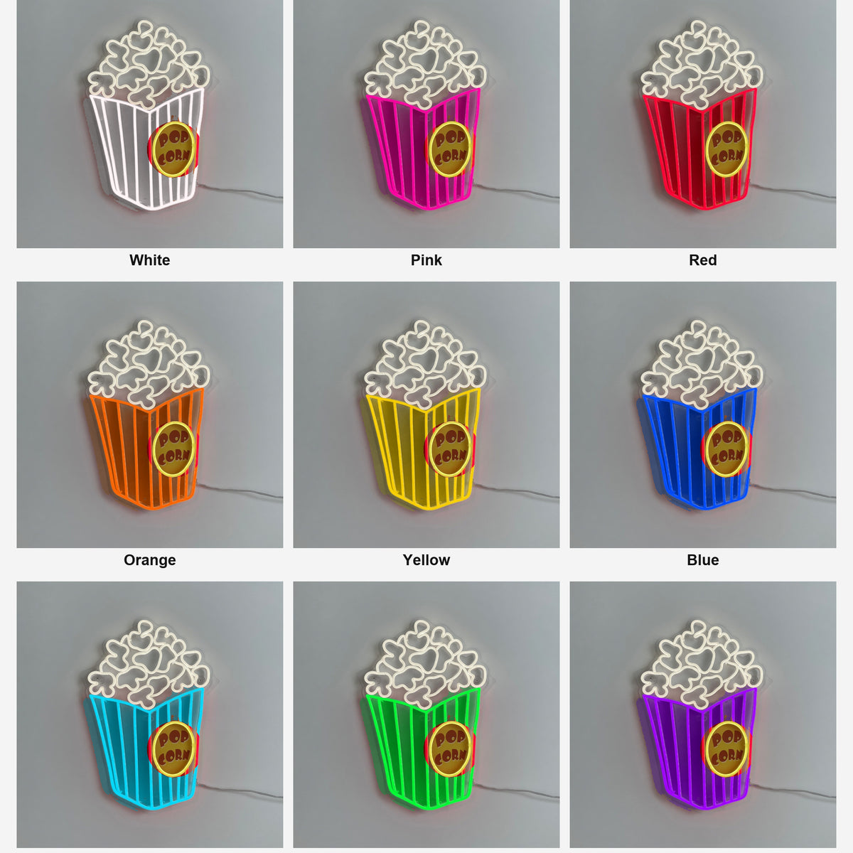 Popcorn LED Neon Sign Striped Box Two Tone - Shineneon