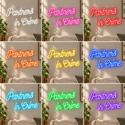 Partners in Crime LED Neon Sign for Man Cave Dimmable Wall Decor - Shineneon