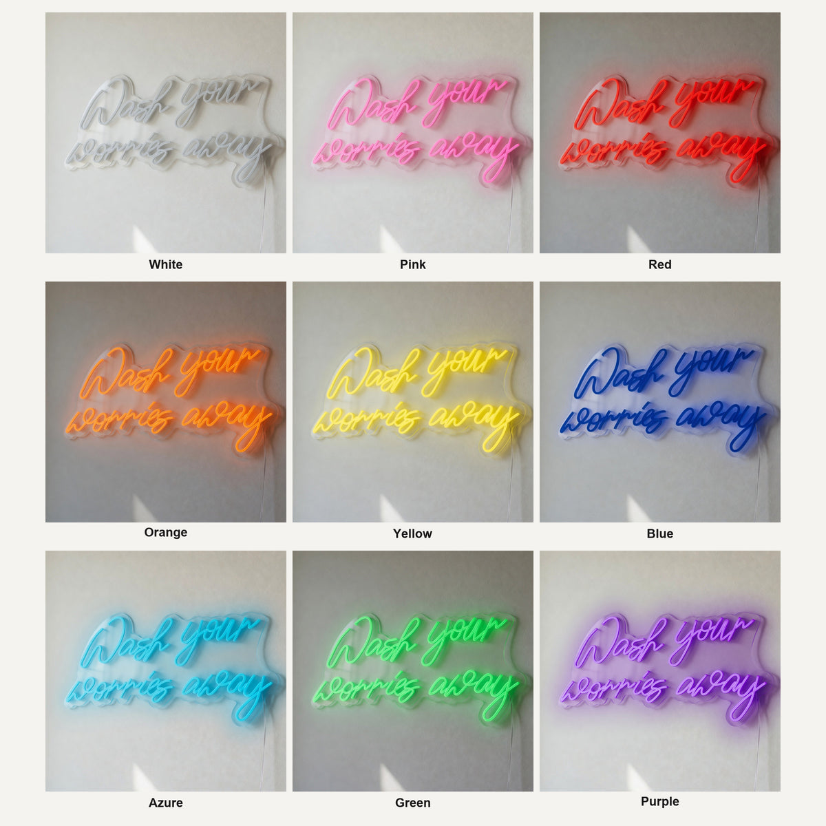 Wash Your Worries Away LED Neon Sign Dimmable Wall Light - Shineneon