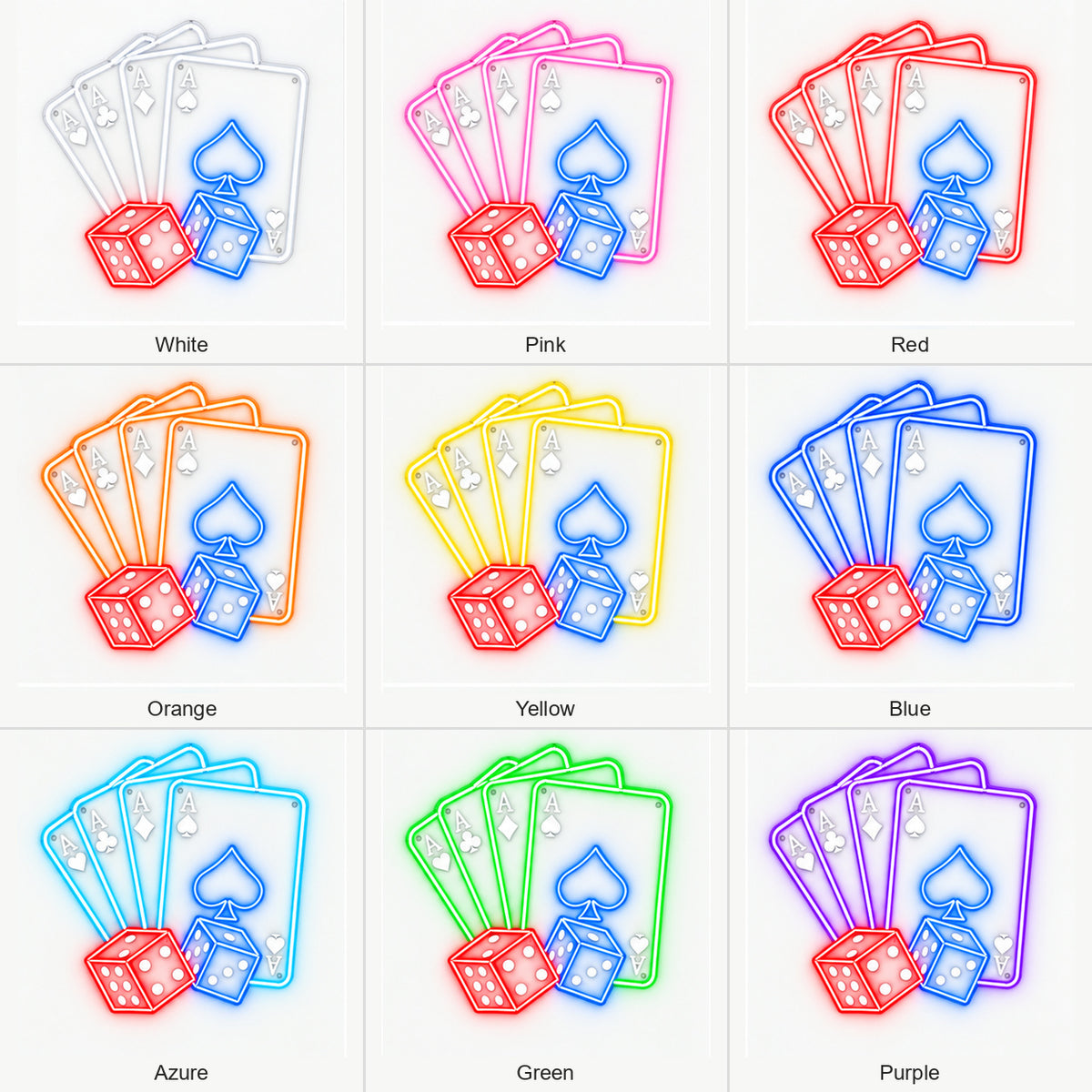 Poker Cards and Dice LED Neon Sign - Shineneon
