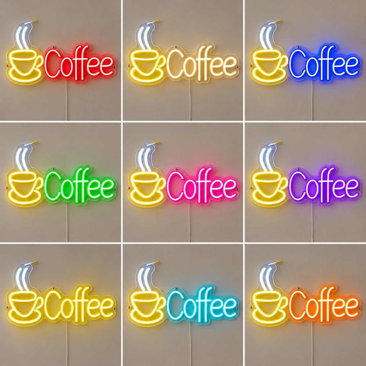 Coffee LED Neon Sign Cup with Wordmark Wall Neon Signs - Shineneon