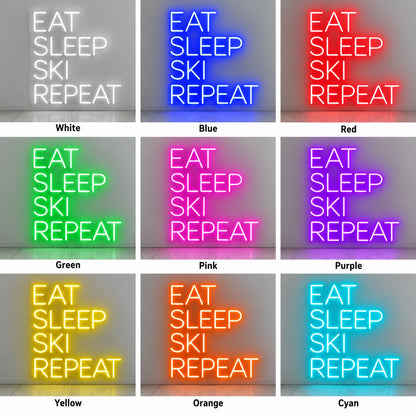 Eat Sleep Ski Repeat LED Neon Sign Dimmable Wall Light - Shineneon