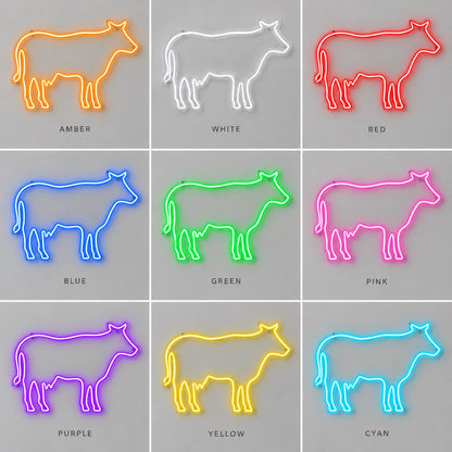 Cow LED Neon Sign Standing Cow Outline Wall Neon Signs - Shineneon