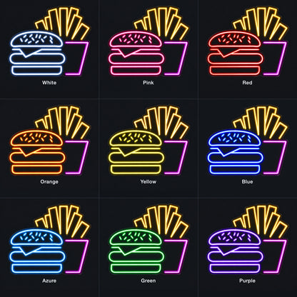 Burger and Fries LED Neon Sign Dimmable Wall Light - Shineneon