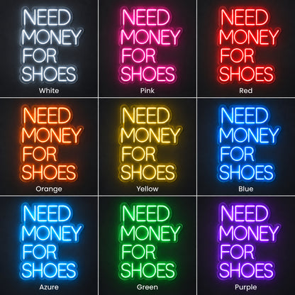 Need Money for Shoes LED Neon Sign Boxed Two Tone Caps Wall Neon Signs - Shineneon