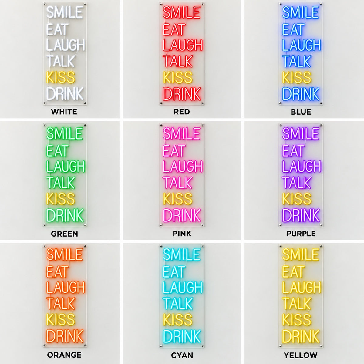 Eat Smile Laugh Talk Kiss Drink LED Neon Sign for Bar - Shineneon