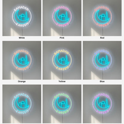 Ramadan Kareem LED Neon Sign Circle Crescent Badge - Shineneon