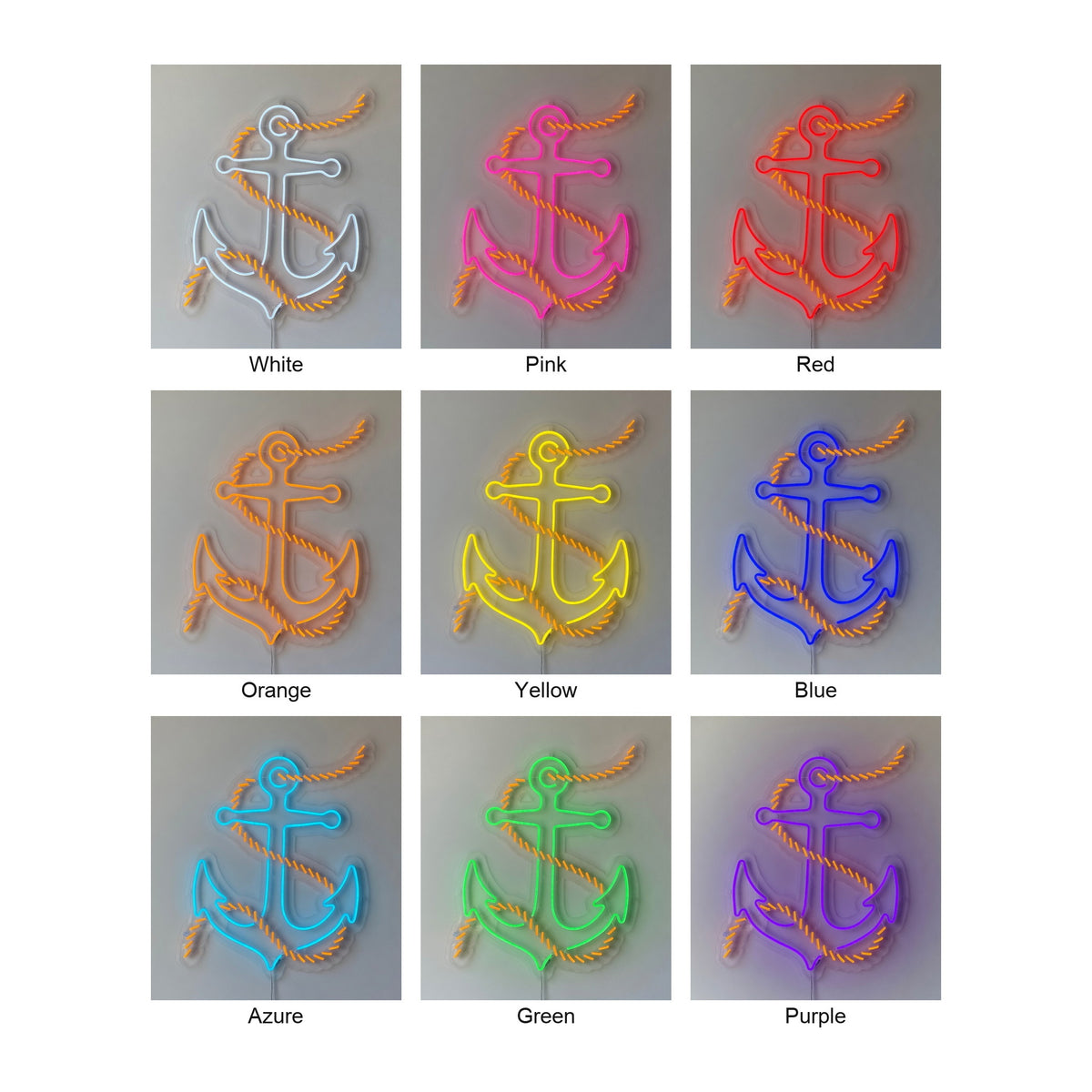 Anchor LED Neon Sign Two Tone Anchor Design - Shineneon