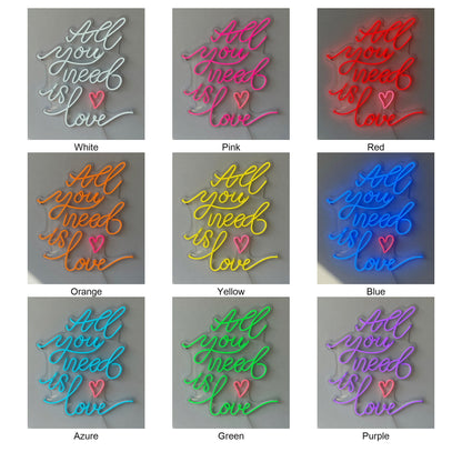 All You Need Is Love LED Neon Sign Vertical Stacked Script - Shineneon