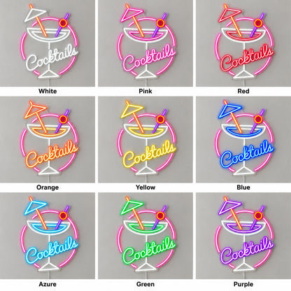 Cocktails Bar LED Neon Sign for Wedding, Light Up Party Decor - Shineneon