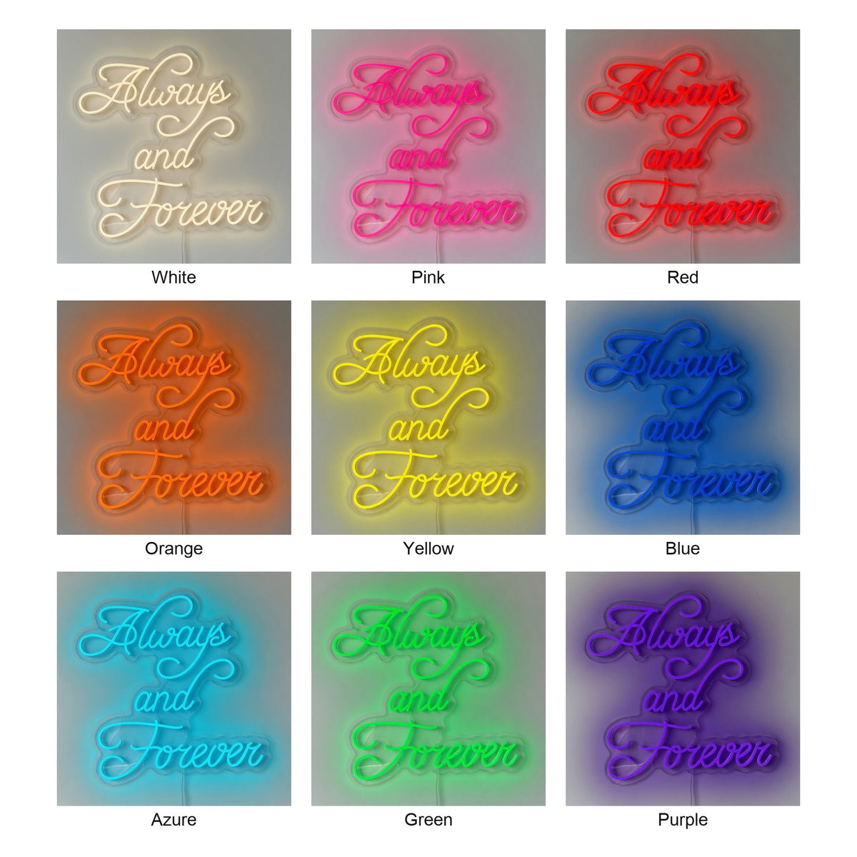Always and Forever LED Neon Sign Three Line Cursive - Shineneon