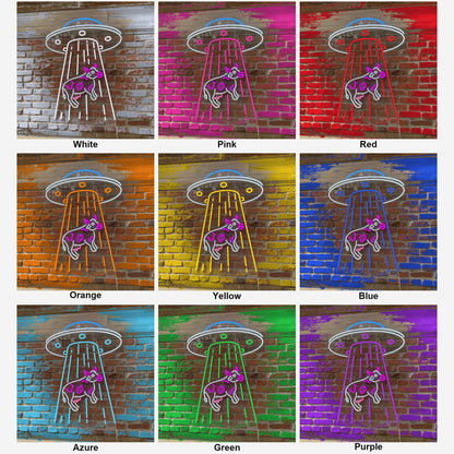 UFO Abducting Cow LED Neon Sign for Kids Room - Shineneon