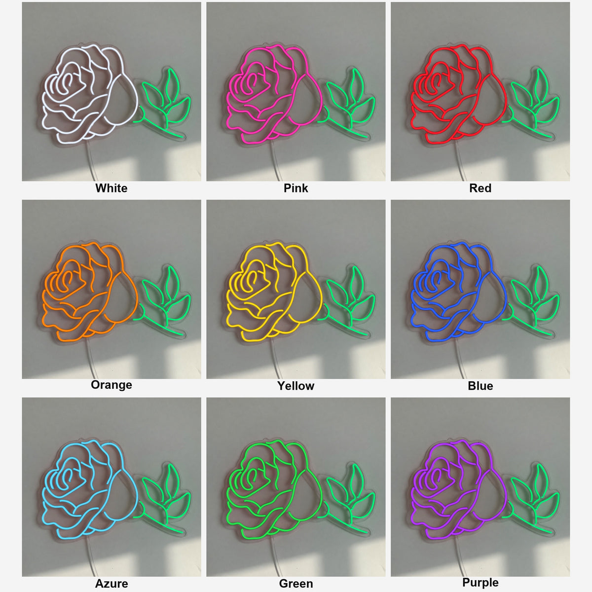 Rose LED Neon Sign Full Bloom with Leaves - Shineneon