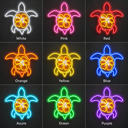 Sea Turtle with Hibiscus LED Neon Sign Wall Neon Signs - Shineneon