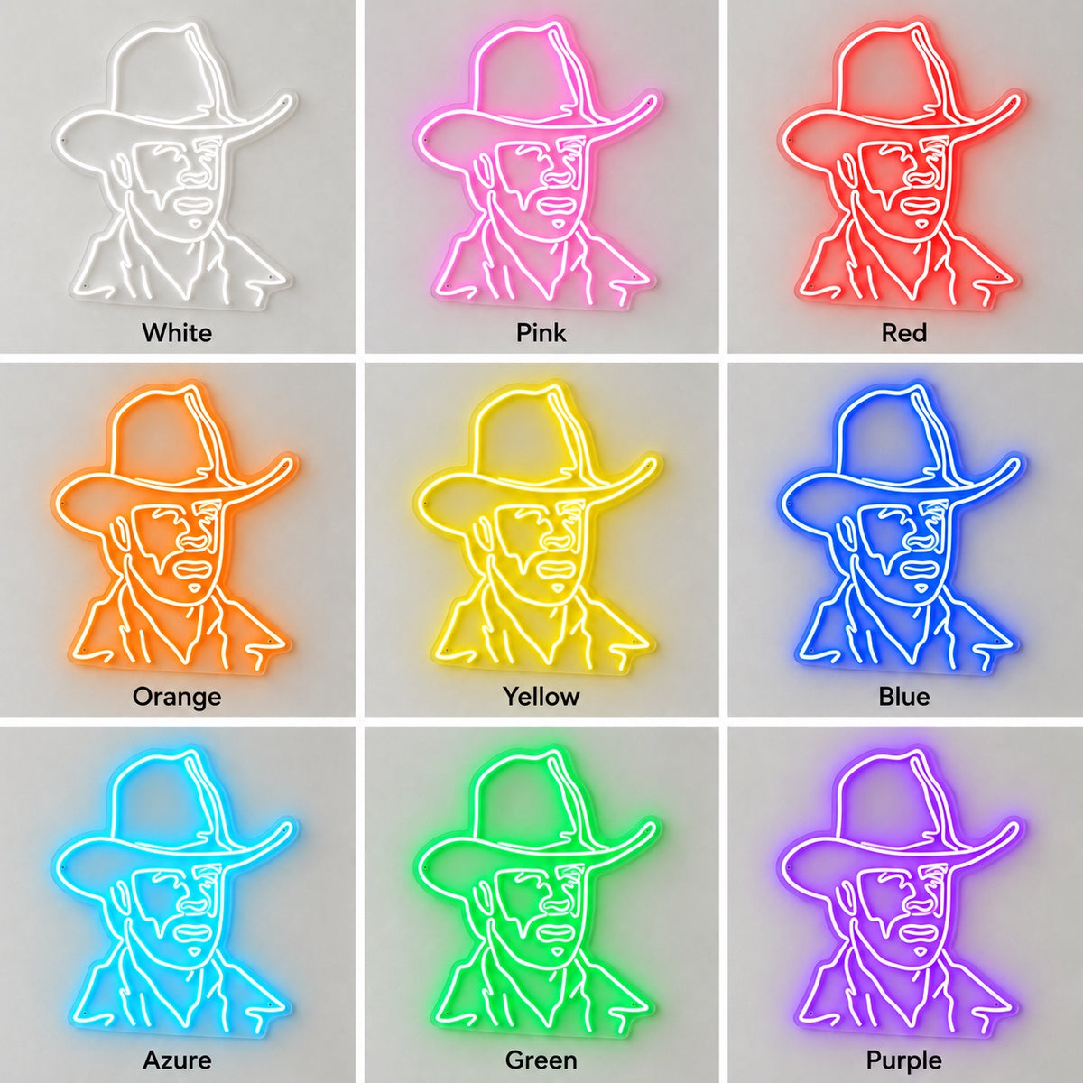 Cowboy Face Art LED Neon Sign for Man Cave Dimmable Wall Decor Wall Neon Signs - Shineneon