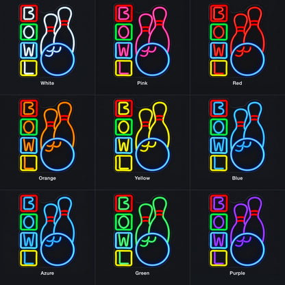 Bowling LED Neon Sign Vertical Letter Blocks with Ball - Shineneon