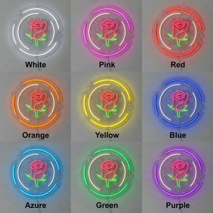 Rose in Round LED Neon Sign - Shineneon