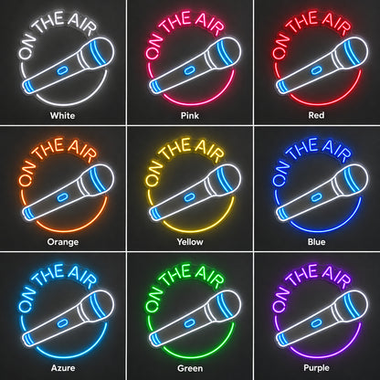On The Air with Microphone LED Neon Sign, Dimmable Wall Light - Shineneon