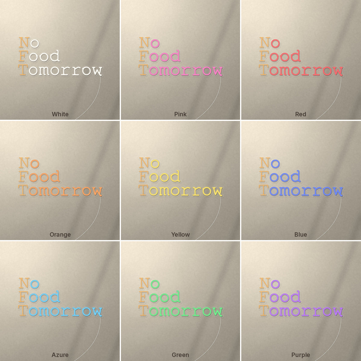 No Food Tomorrow LED Neon Sign, Dimmable Wall Light - Shineneon