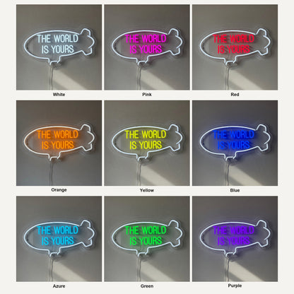 The World Is Yours LED Neon Sign Blimp Outline Design - Shineneon