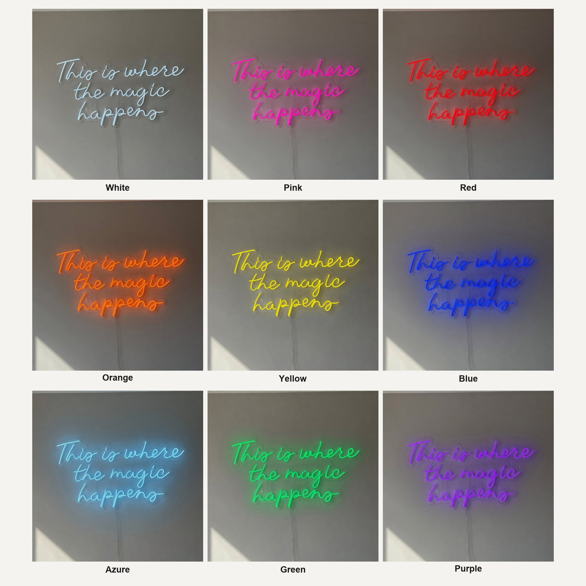 This Is Where the Magic Happens LED Neon Sign Greenery Frame Script - Shineneon