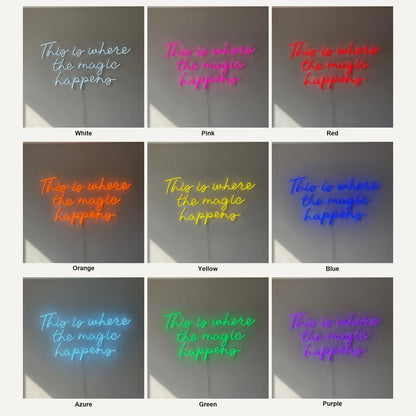 This Is Where the Magic Happens LED Neon Sign Greenery Frame Script - Shineneon