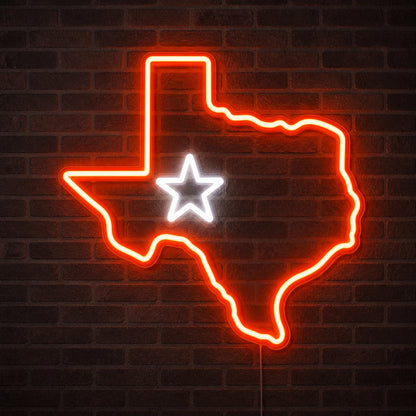 Texas Map Lone Star Vintage LED Neon Sign Home Neon Signs - Shineneon