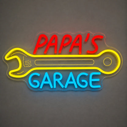 Papas Garage Wrench Vintage LED Neon Sign Wall Neon Signs - Shineneon