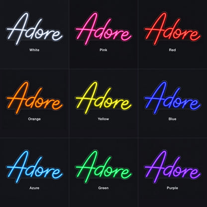 Adore LED Neon Sign Tilted Board Script - Color Grid