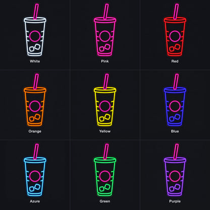 Fountain Drink Soda Cup and Straw LED Neon Sign Dimmable Wall Light - Color Grid