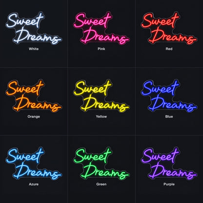 Sweet Dreams LED Neon Sign Flowing Cursive Style - Color Grid