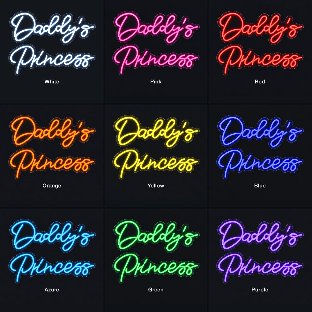 Daddy's Princess LED Neon Sign for Kids Room Dimmable Wall Decor - Color Grid