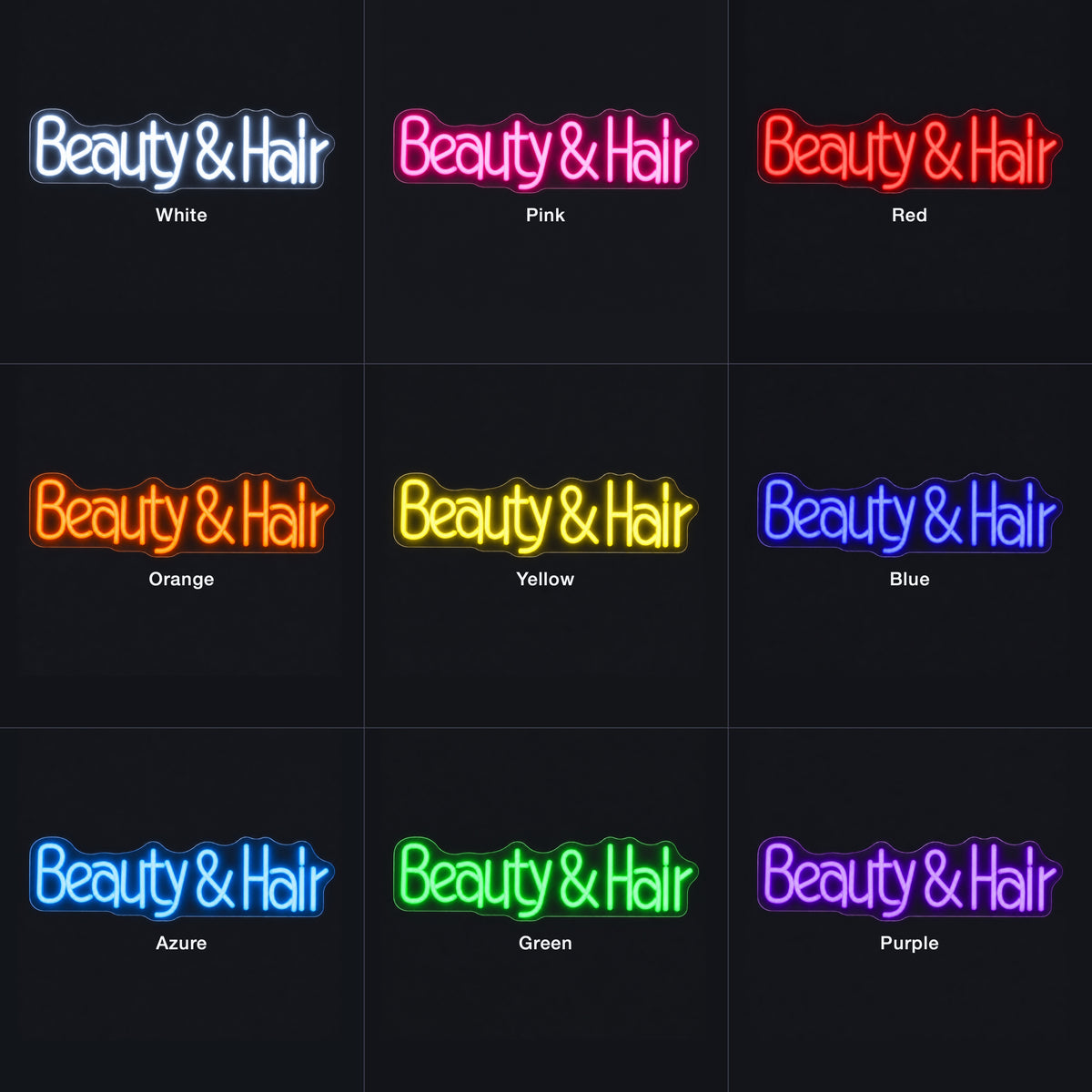 Beauty and Hair LED Neon Sign Dimmable Wall Light - Color Grid