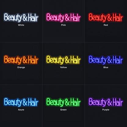 Beauty and Hair LED Neon Sign Dimmable Wall Light - Color Grid