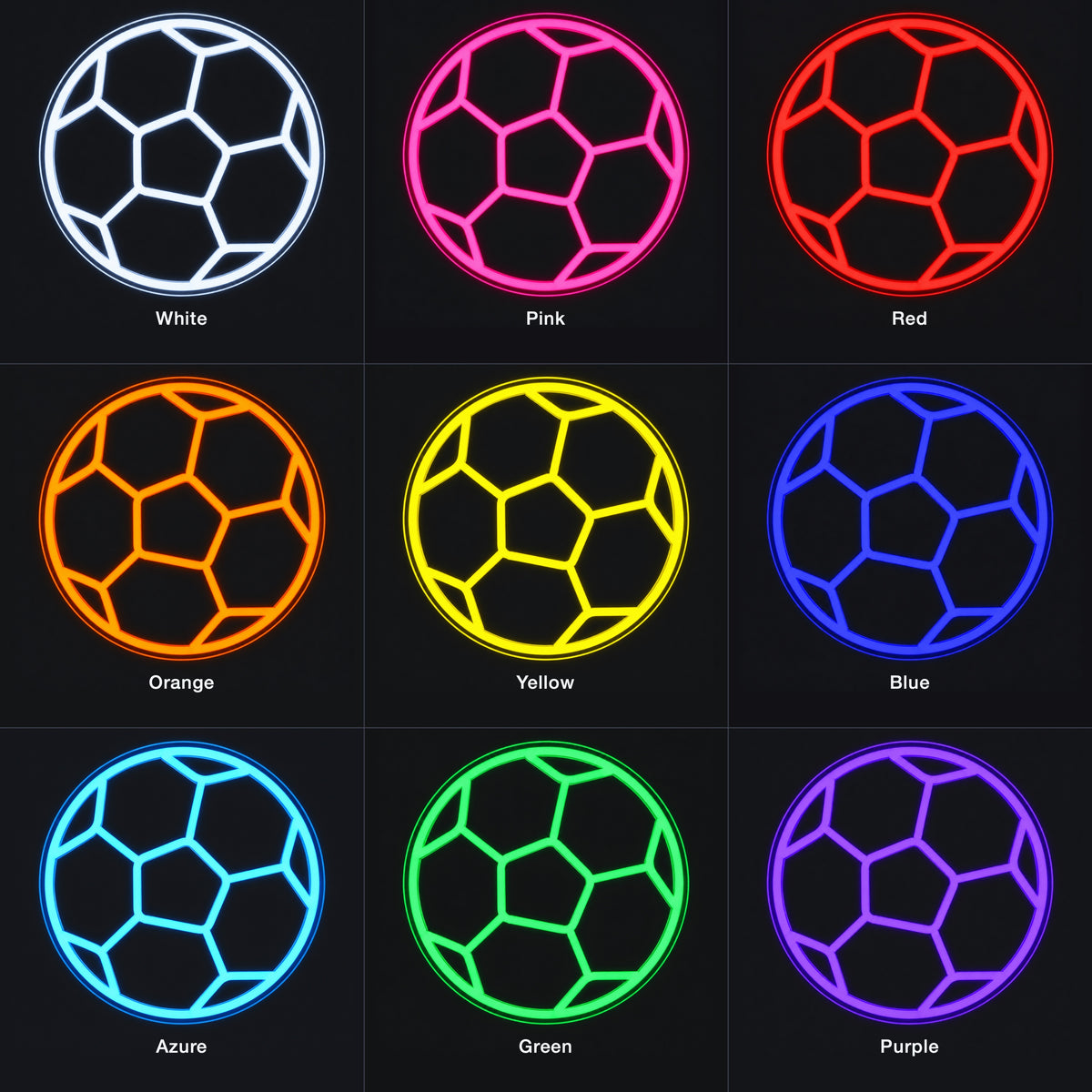 Soccer Ball LED Neon Sign for Game Room - Color Grid