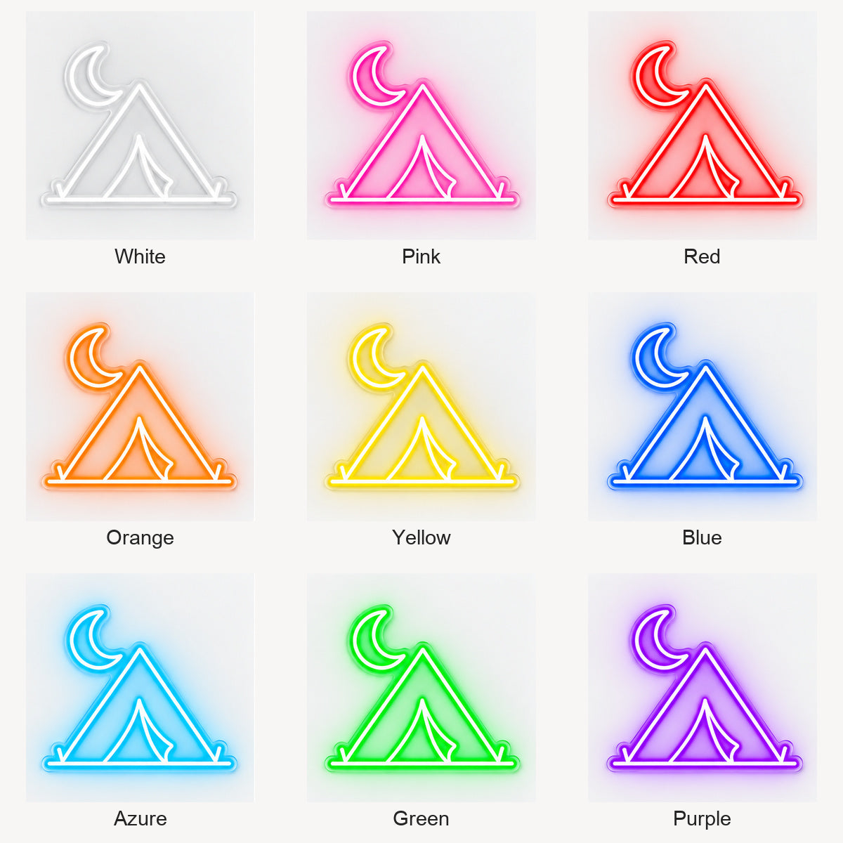 Tent Crescent Moon Vintage LED Neon Sign Wall Neon Signs - Color Grid