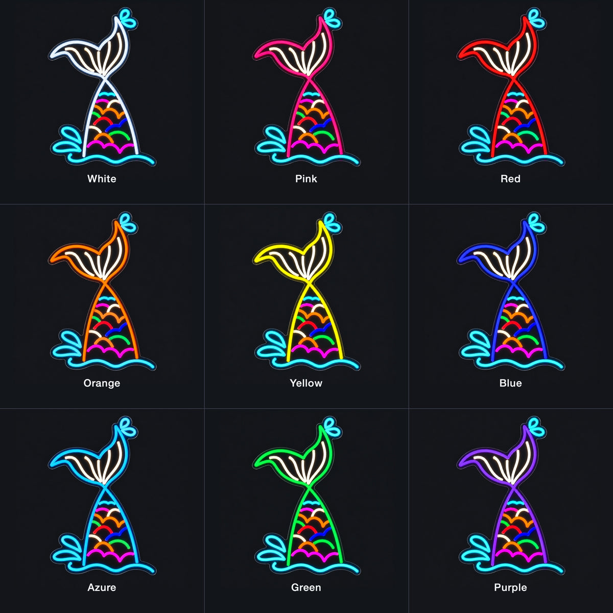 Mermaid LED Neon Sign - Color Grid
