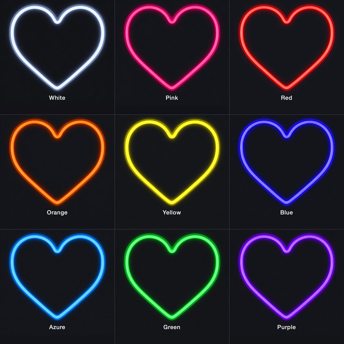 Heart LED Neon Sign for Man Cave Dimmable Wall Decor - Color Grid